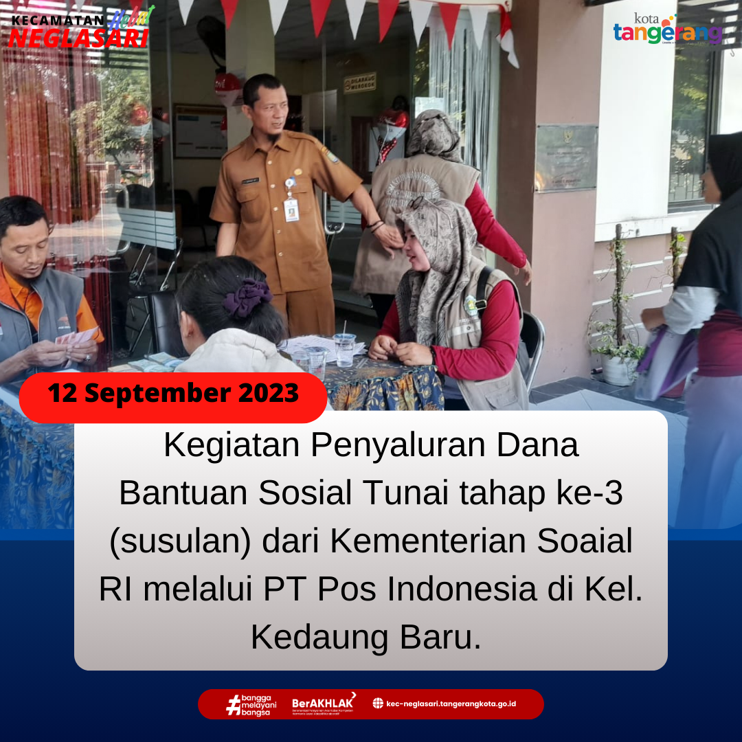 Kegiatan Penyaluran Dana Bantuan Sosial Tunai tahap ke-3 (susulan) dari Kementerian Soaial RI melalui PT Pos Indonesia.